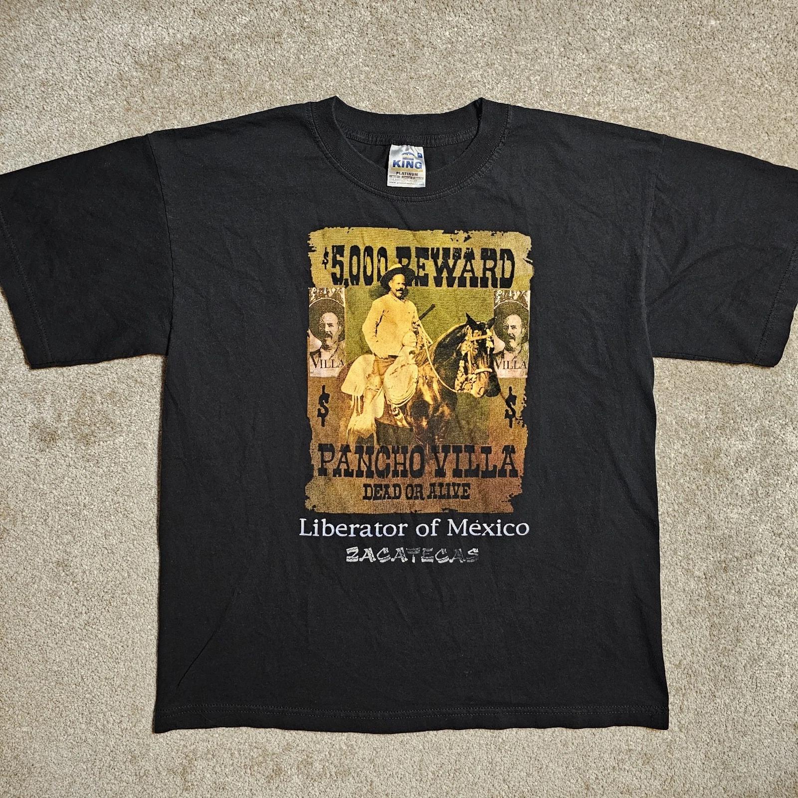 

Vintage Y2k Pancho Villa Wanted Poster T-shirt Mens L Grunge Ironic Dad Punk Mex S