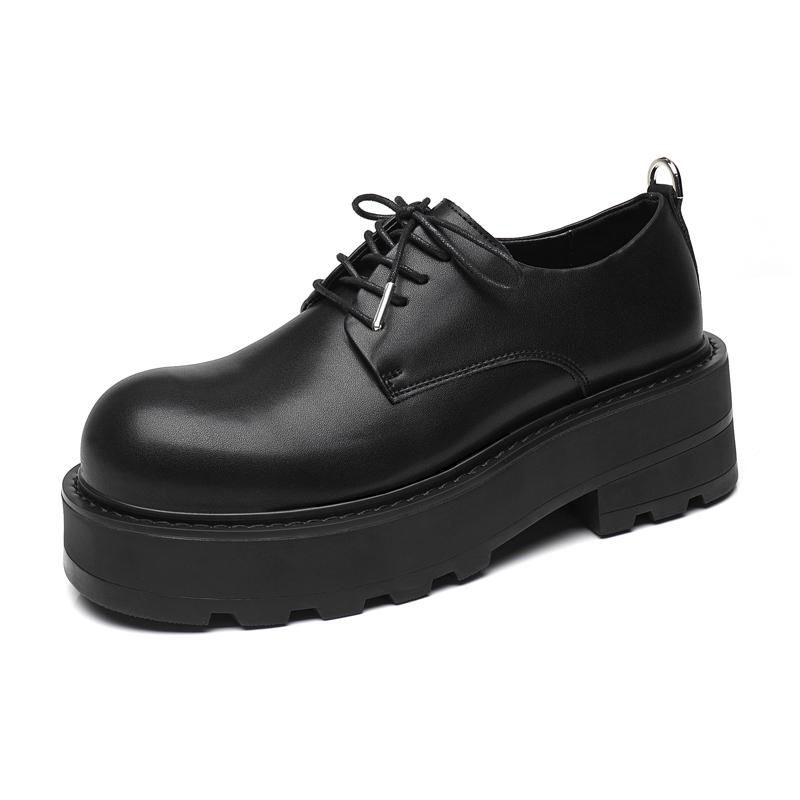 

Итальянские мужские туфли дерби, повседневные кожаные деловые туфли, модные мужские туфли на толстой подошве, британские туфли-лоферы для вечеринок и отдыха на открытом воздухе 40 чёрный