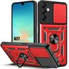 Case for Samsung Galaxy A27 5G, Resistant with Rotating Ring and Sliding Camera Cover - Red