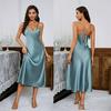 Women's Silk Satin Camisole Nightdress with Lace Trim