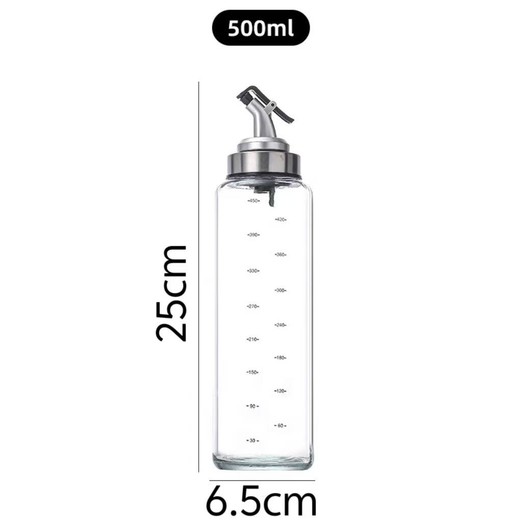 High-End Glass Oil & Vinegar Pour Bottle with Scale for Kitchen Seasoning