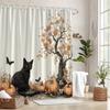 1Pc Whimsical Black Cat Pumpkin Shower Curtain - Polyester Fabric, Machine Washable, Suitable For Bathroom Decor