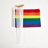 10Pcs Dacron Rainbow Flags LGBT HandHeld Flag Multipurpose Rainbow Hand Flag  Parades  Supplies