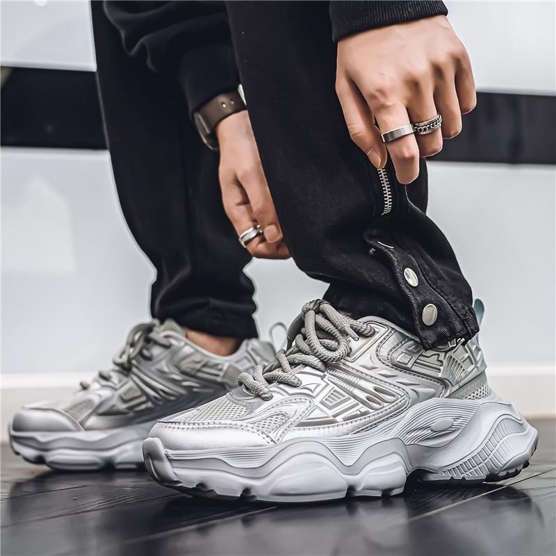 Men's shoes autumn Hong Kong style casual sports shoes youth outdoor running shock absorption thick sole heightening student dad tide shoes