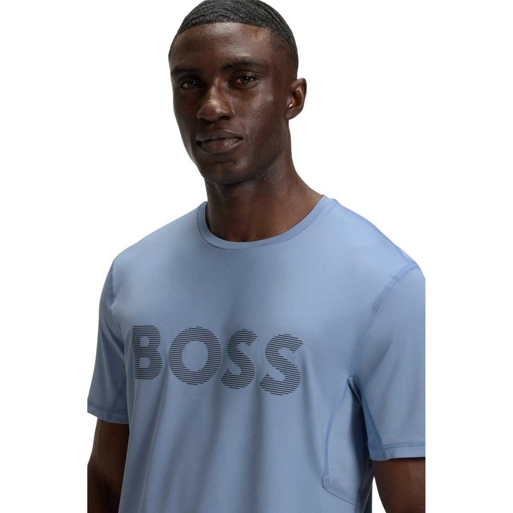 Boss Mens Striped Logo Regular T-Shirt