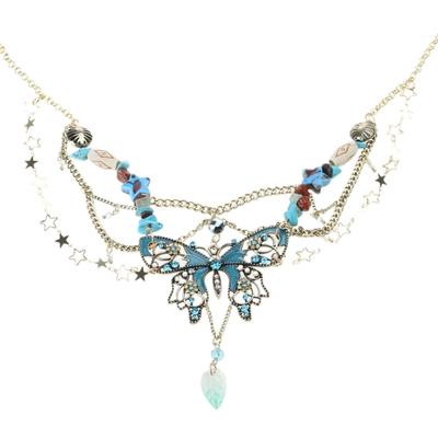 Chic Butterfly Pendant Beaded Necklace Waist Chain Versatile Fashion Body Chain Jewelry for Daily Wear Dates Parties