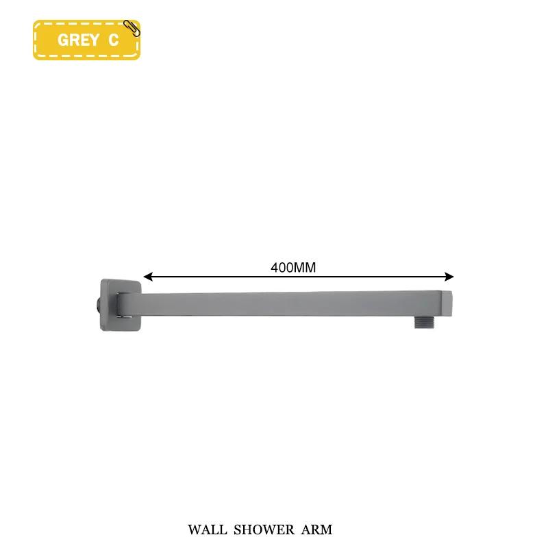 Black G1/2 Round/Square Shower Arm Bathroom Stainless Steel Ceiling Wall Mount Fixed Shower Bracket Faucet Replacement Parts