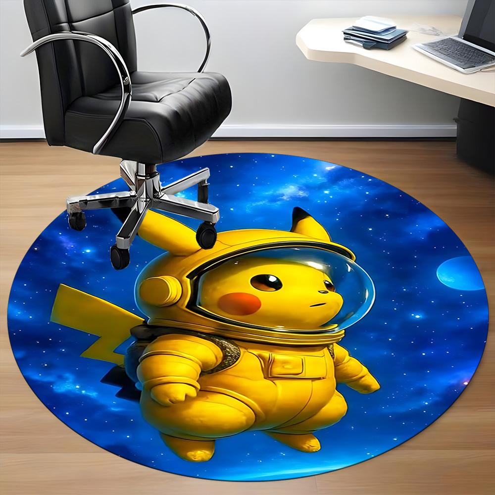 1pc Pikachu Astronaut Chair Carpet for Office, Indoor Non-Slip Polyester Fiber Carpet, Machine Washable, Durable Construction yy251205160