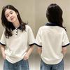 Girls' Stylish Patchwork Cotton Polo Shirt - Summer School Style Short Sleeve Top