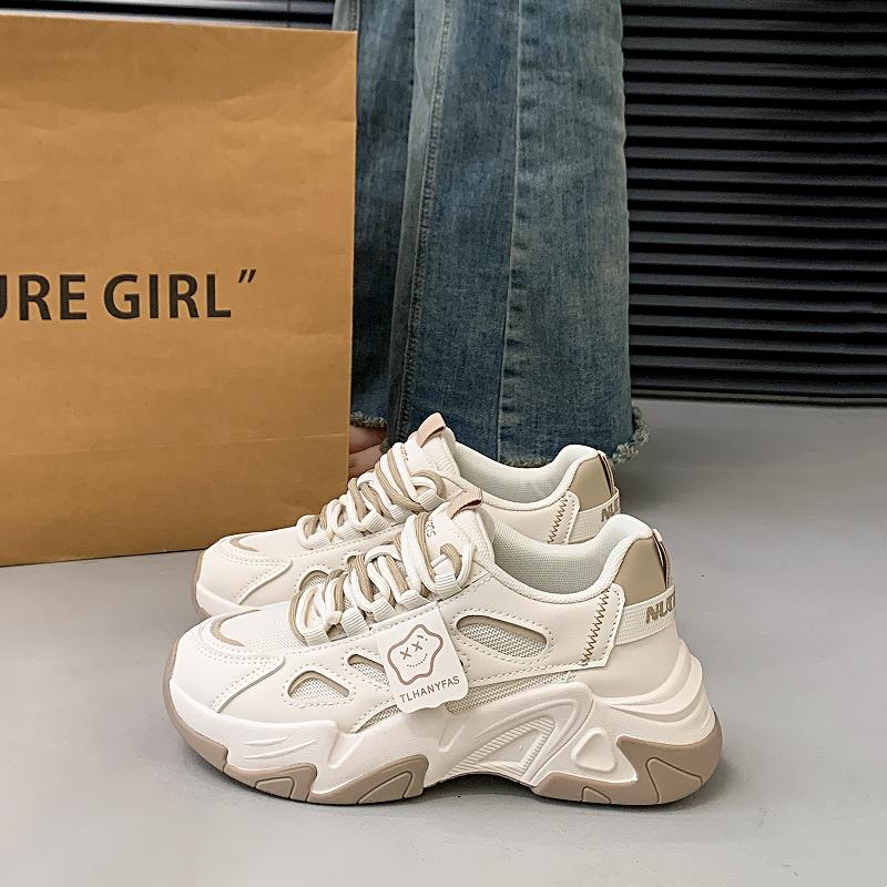 

Fashion CRLAYDK Designer Chunky Sneakers for Women White Platform Casual Lace Up Fashion Tennis Summer Mesh Sport Walking Running Shoes 35