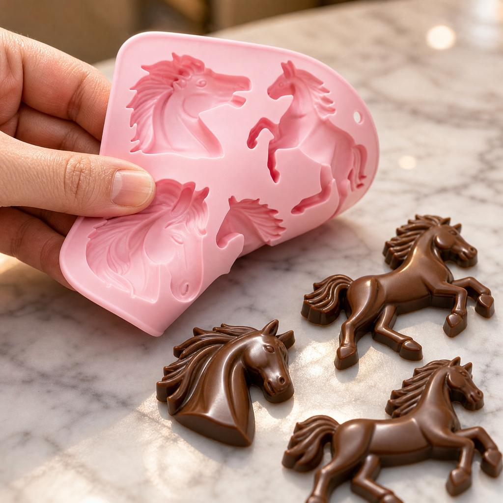 Silicone Mold Horse Shape Candy Chocolate Ice Cube Cake Baking Mold Flexible Nonstick Mold for Homemade Sweets and Desserts