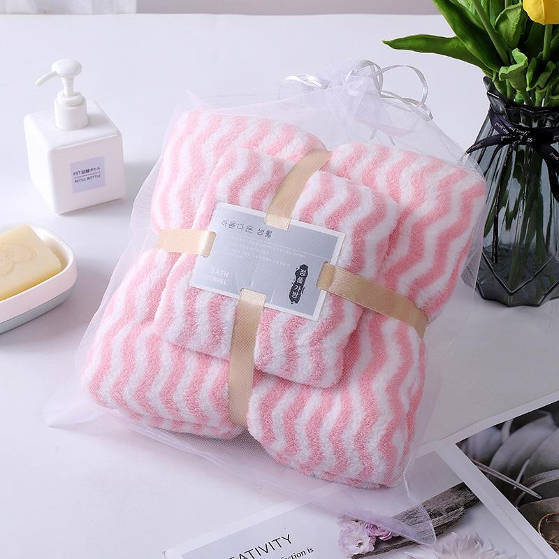 

2Pcs/set Face Hand Bath Towel Thickened Bathroom Accessories Quick-Dry Bath Towels Set Soft & Absorbent Water Ripples