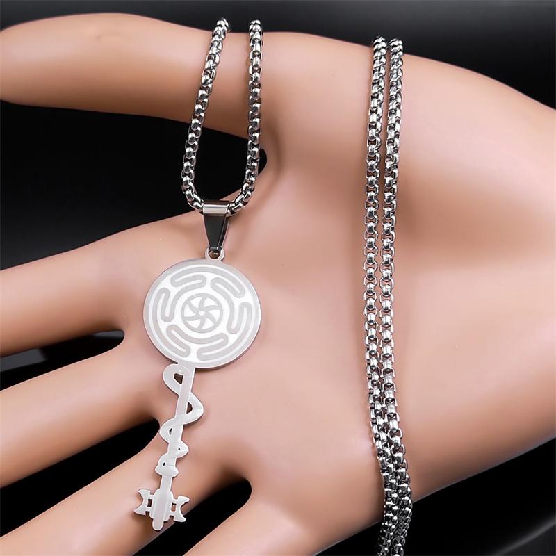 Hexe Hekate Rad Anhänger Halskette Edelstahl Wicca Magisches Symbol Hecate Schlange Schlüsselanhänger Damen Schmuck