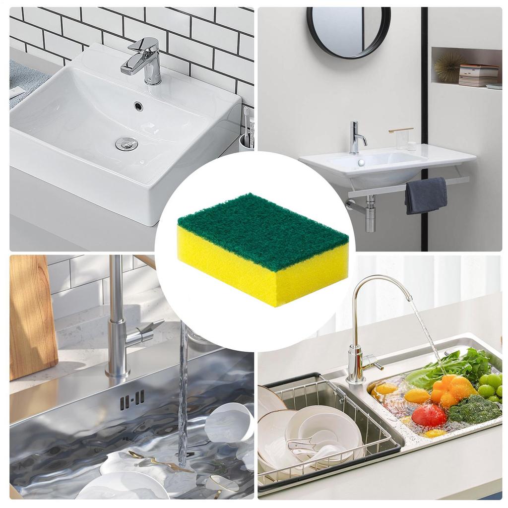 Sponges for Dishes Household Scrubbing Sponges for Kitchen Reusable Scrubber Brush Pads Cleaning Supplies for Pots Pans Cookware
