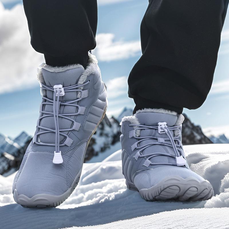 Winter Outdoor Waterproof Cotton Shoes, Piled and Thickened Warm Men's Mountaineering Snow Boots, Non-slip and Wear-resistant Men's and Women's