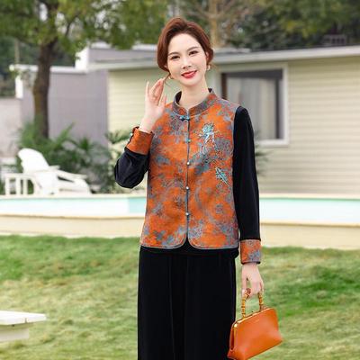 2026 Spring Gold Velvet Vest Jacket: Chinese Style Top for Middle-Aged & Elderly Women