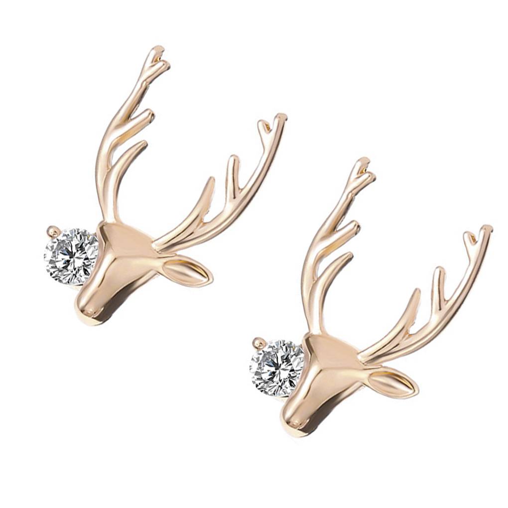1 Pair Fashion Rhinestones Antlers Earring Women Christmas Ear Studs Girl Bohemian Crystal Ear Rings