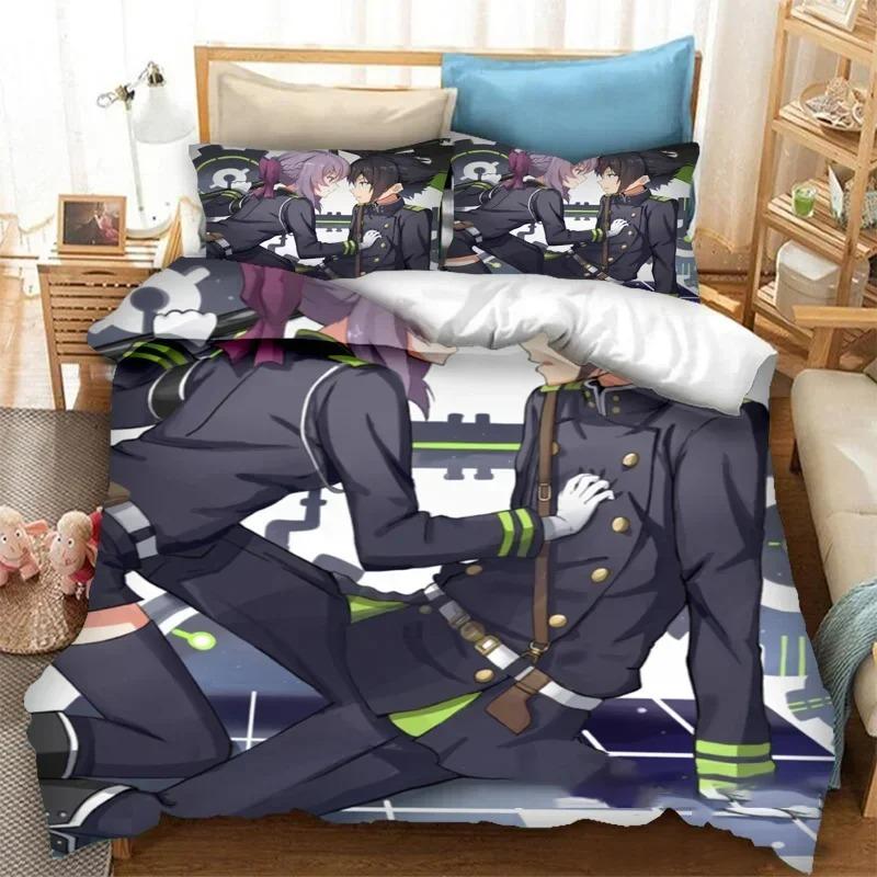 Anime Seraph of the End Bedding Set 3D Printed Suitable for Bedroom Duvet Cover Set With Pillowcases Kids Home Textile