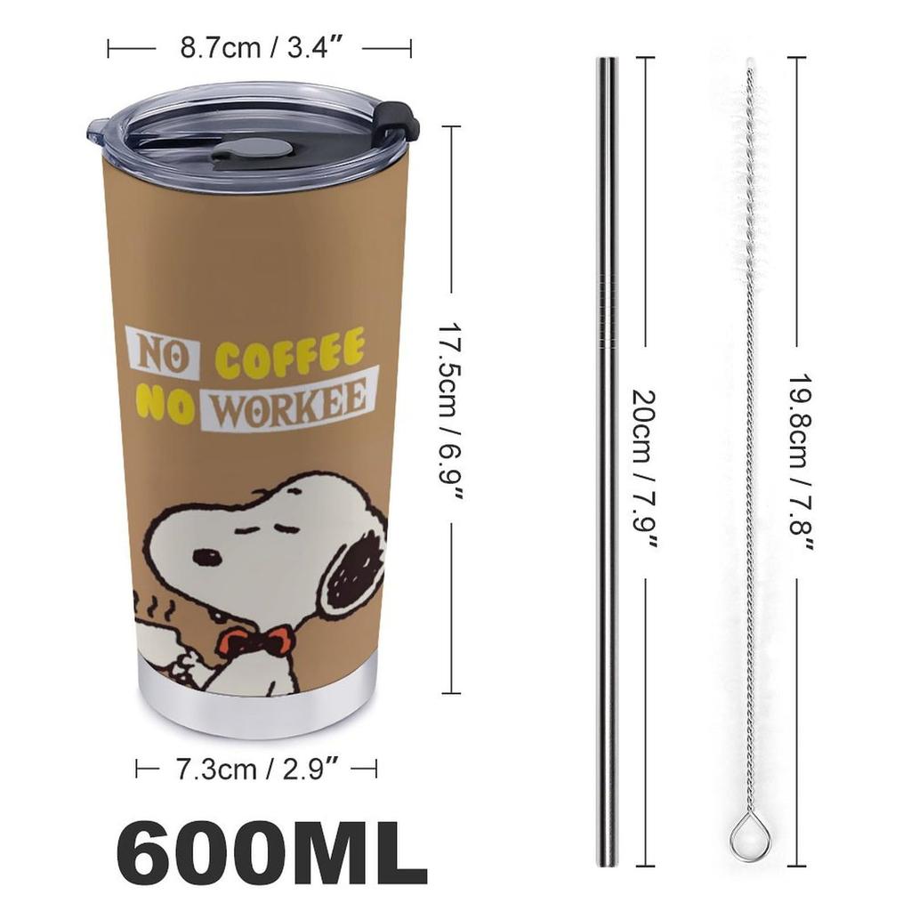 Snoopy Tumbler Mug Coffee Cup Convenience Store Cup Cold Insulation Water Bottle Direct Drinking Stainless Steel with Lid Portable Straw Character