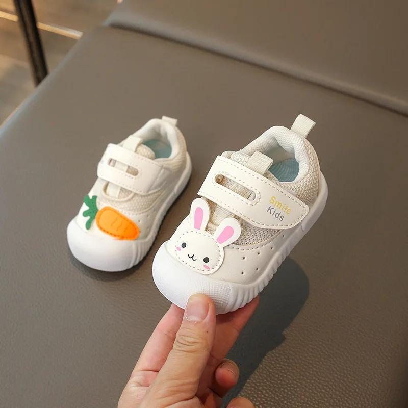 2024 Children Casual Shoes for Girls Autumn New Fashion Korean Style Cute Rabbit Anti-slippery Learning Walking Air Mesh Shoes