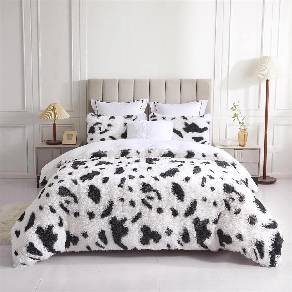 Cow Print Duvet Cover Twin Size 3 Pieces Cow Bedding Collection With 2 Pillowcases Black And White Comforter Cover Bedroom Decor
