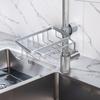 Over Faucet Sink Caddy Organizer Aluminum Dish Sponge Holder Detachable Multifunction Organizer Rack Work with Round Water Pipe