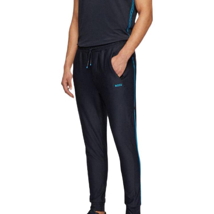 Hugo Boss Knitted Sweatpants Men's Dark Blue Moderate Cuffed Pants 50465670