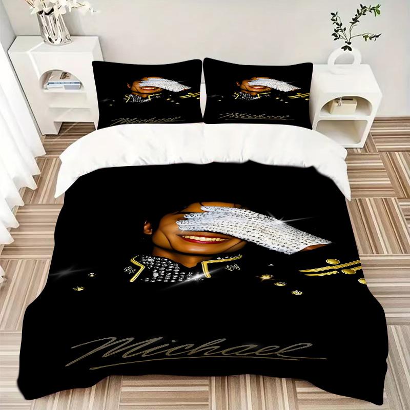 Michael Jackson'S Sparkle Print 3Pcs Bedding Setduvet Cover With 2 Bedropillowcase Home Birthday Gift