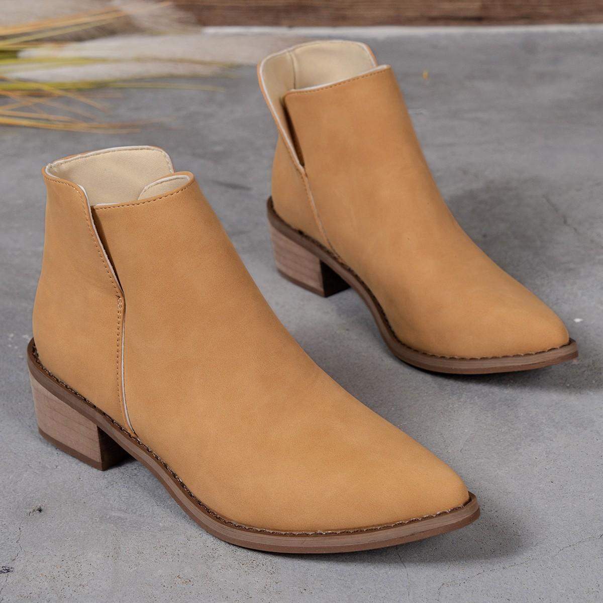 

Женские сапоги осенние остроносые замшевые ботильоны на толстом каблуке женские большого размера 43 ботильоны на молнии на каблуке Botas De Mujer 36 жёлтый