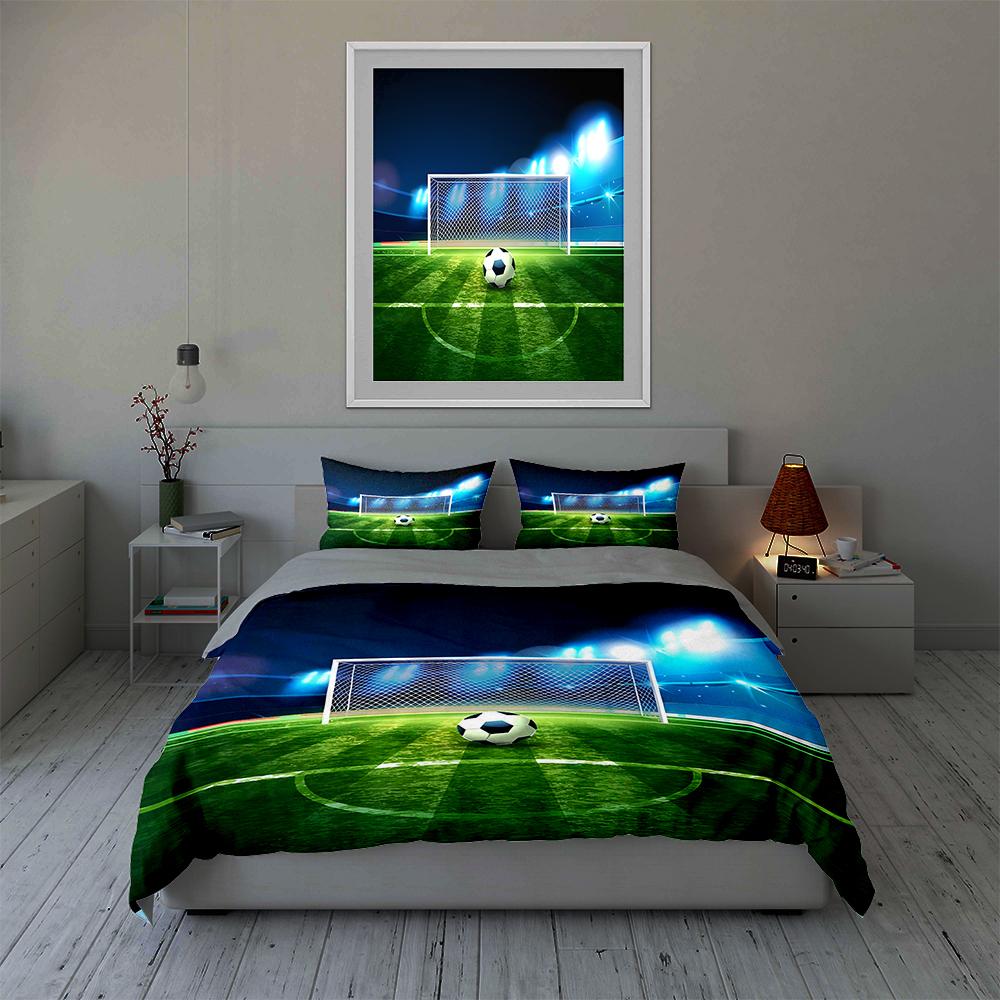 Soccer field design. Bedding Duvet cover sets Duvet covers Pillowcases gifts (1 * Duvet Cover 2 * Pillowcases, without duvet insert)