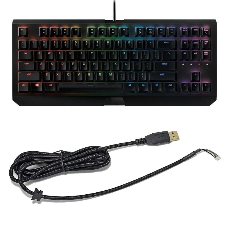 Cabo de substituição para teclado USB de nylon trançado durável banhado a ouro para teclado RazerBlackWidow X Chroma