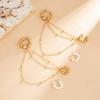 Salircon 2026 New Exquisite Imitation Pearl Metal Long Tassel C-Shaped Piercing Earring Women Holes Earbone Clip Earring Jewelry