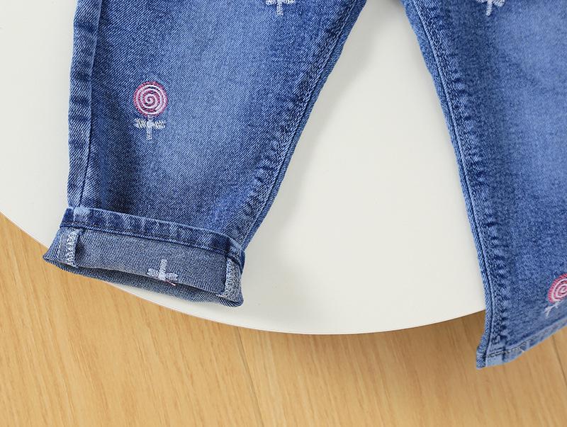 Dziewczęce jasnoniebieskie dżinsy w stylu koreańskim - Modne spodnie długie o luźnym kroju na wiosnę i jesień