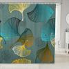Green Ginkgo Biloba Shower Curtain Gold Ginkgo Leaves Modern Bathroom Shower Curtains Set Waterproof Botanical Bath Curtain Sets