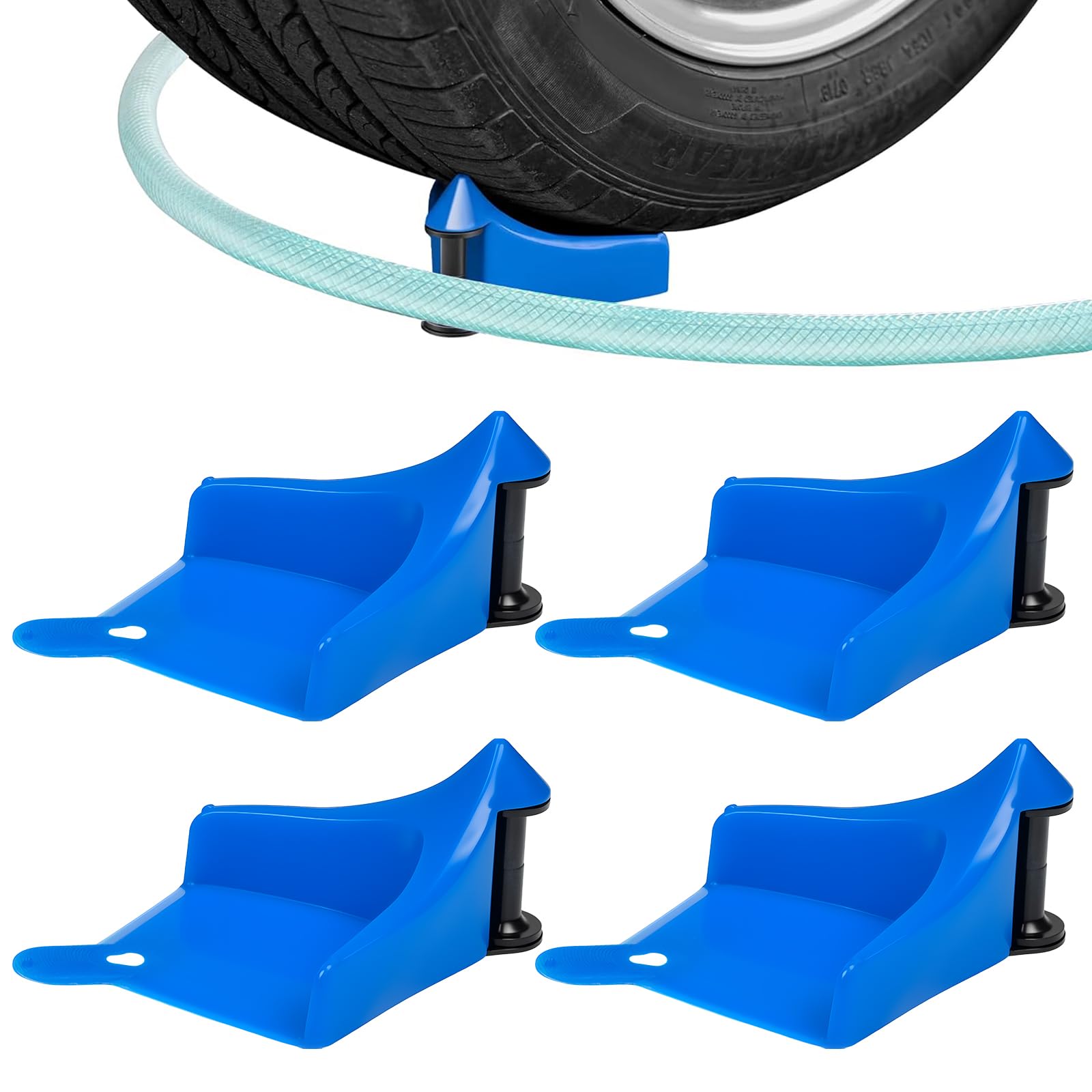 

DRERIO Hose Guard Set of 4 Tire Hoses from Getting Tire Hose Improves Work Hose Guide for and Bicycles Rollers, Blue, (Blue) [Prevents Snagged] Guide, синий
