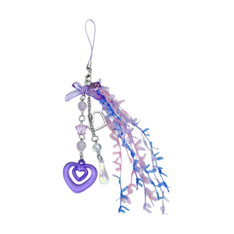 

Acrylic Bows Keychain Pendant Multicolor Lace Ribbon Pendant Key Chain Fashionable Decoration for Phones Car Keys Bags 1 фиолетовый