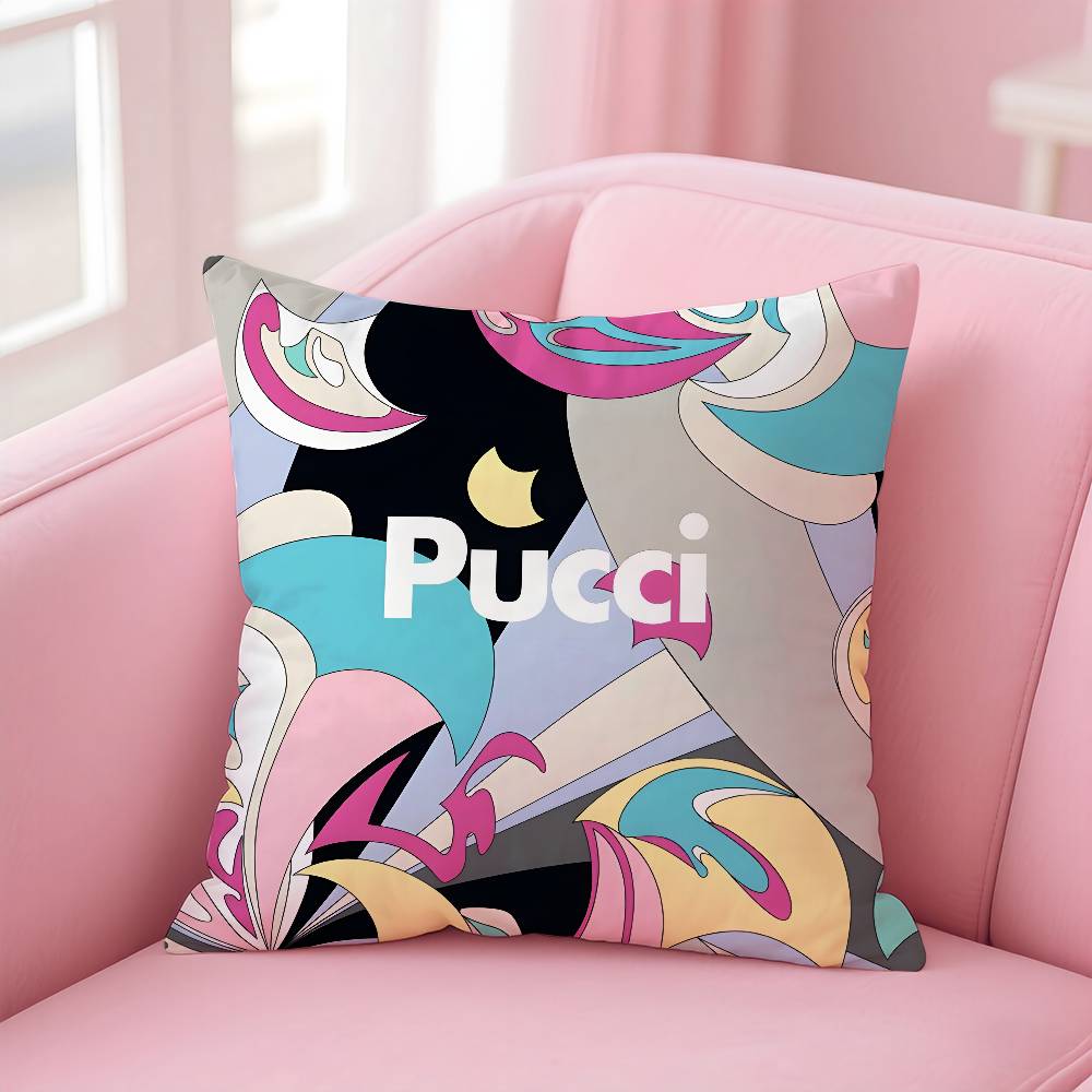 Fashion E-Emilio P-Pucci Pillow Case Pattern Printed Pillowcase for Living Room Sofa Cushion Cover & Bedroom Decor