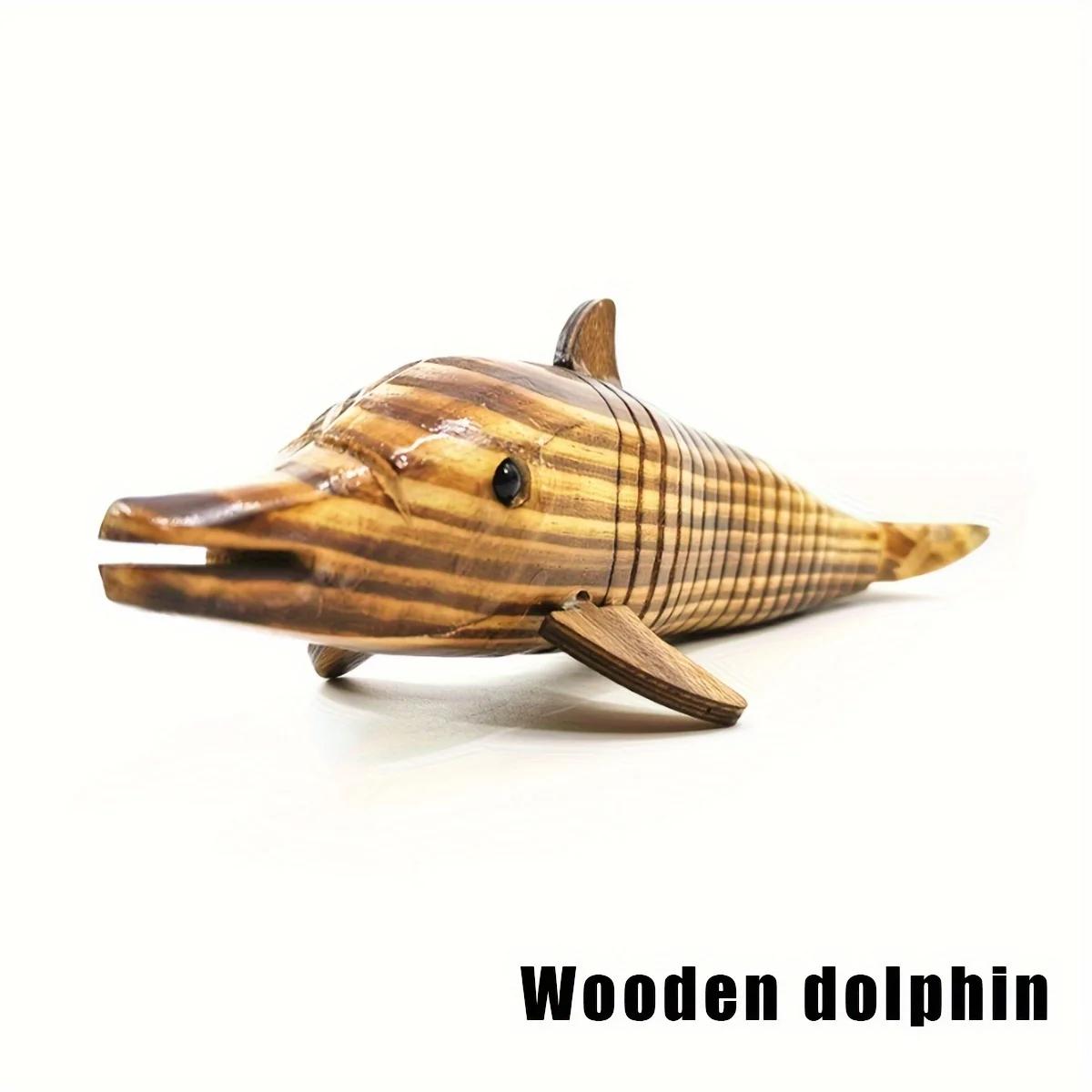 

1 wooden dolphin, movable wooden dolphin, cute dolphin, Wooden crafts 33 cm dolphin