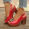 Sexy Patent Leather Thick High Heeled Sandals Women Metal Ring Peep Toe Platform Sandles Woman Summer