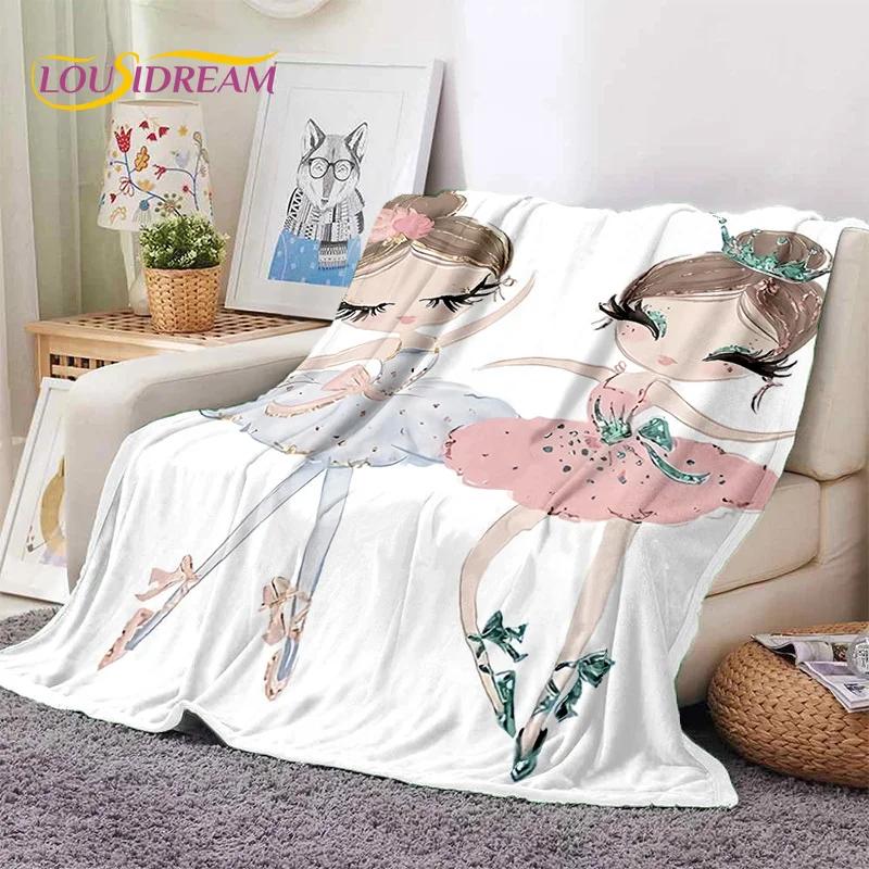 Cute Ballet Girl Ballerina Fairy Cartoon Soft Flannel Blankets,Throw Blanket Comfortable Blanket for Picnic Beds Sofa Bedroom 3D