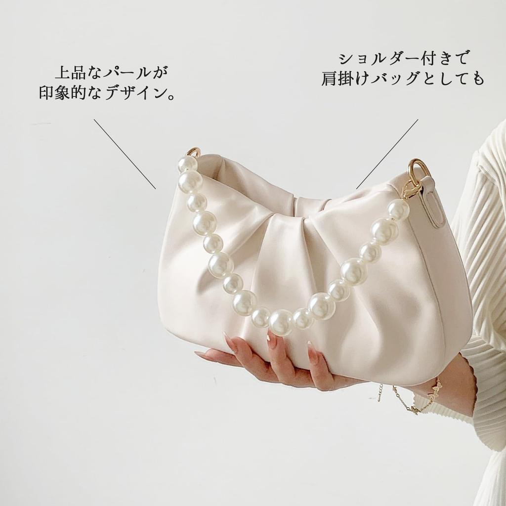 Lapimou Pärlaxelväska, Festväska, 2-vägs, Stor kapacitet, Dam, MiniLiten, Snygg och Söt, Perfekt för Bröllop, Yukata och Mogenhetsfest