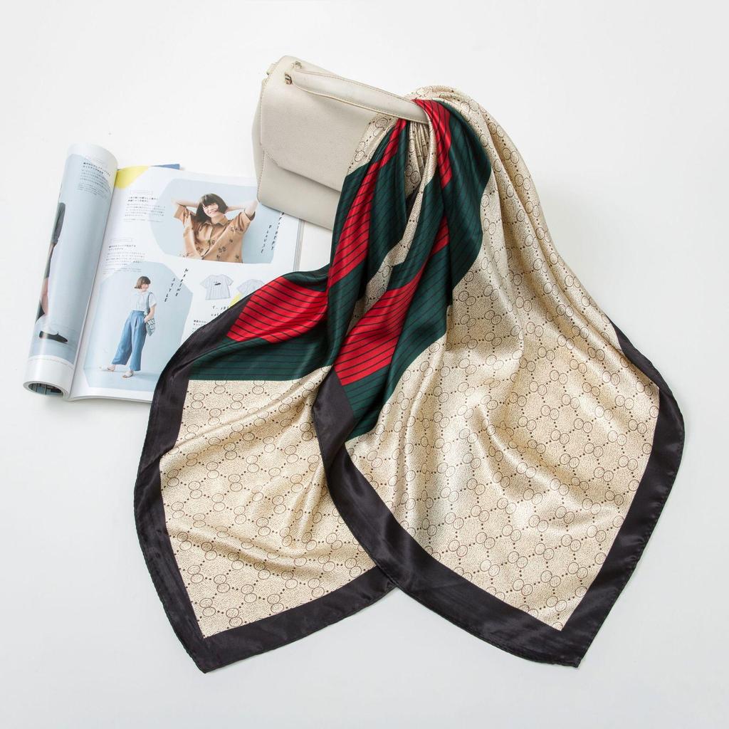 Simulation Silk 90cm Large Square Scarf Silk Scarf Female New 2026 Spring and Fall Models of Foreign Fashion Shirt Large Square Scarf Mother Scarf