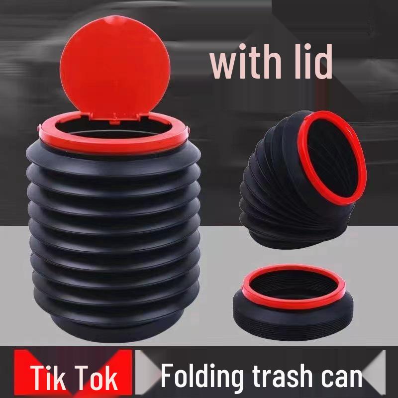 Folding Portable Car Trash Can - Retractable Outdoor Bucket