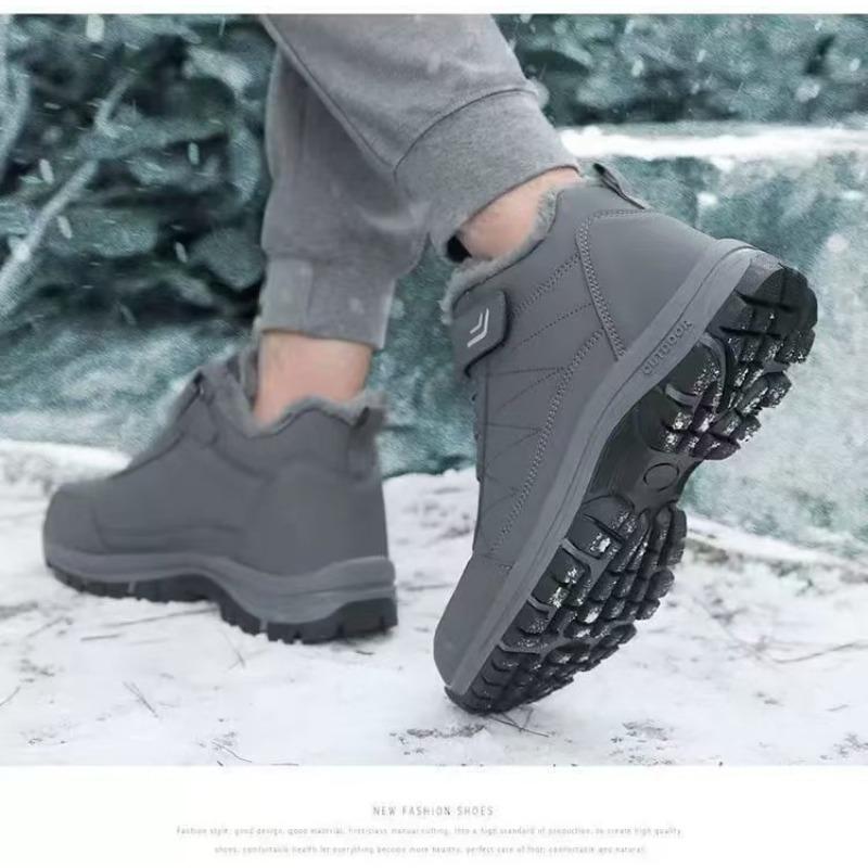 Herren Schneestiefel Thermo Winterschuhe Schnürstiefel Mit Klettverschluss Lässige Wanderschuhe