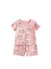 Malwee Girls' Summer Pajama Set: European & American Style, Short Sleeve Top with Elastic Waist Pants