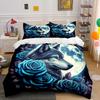 New Arrival! Wolf and Rose Print Bedding Set for Wolf Totem Lovers 1 Quilt Cover 2 Pillowcases Adult and Kids Bedding Set Gifts