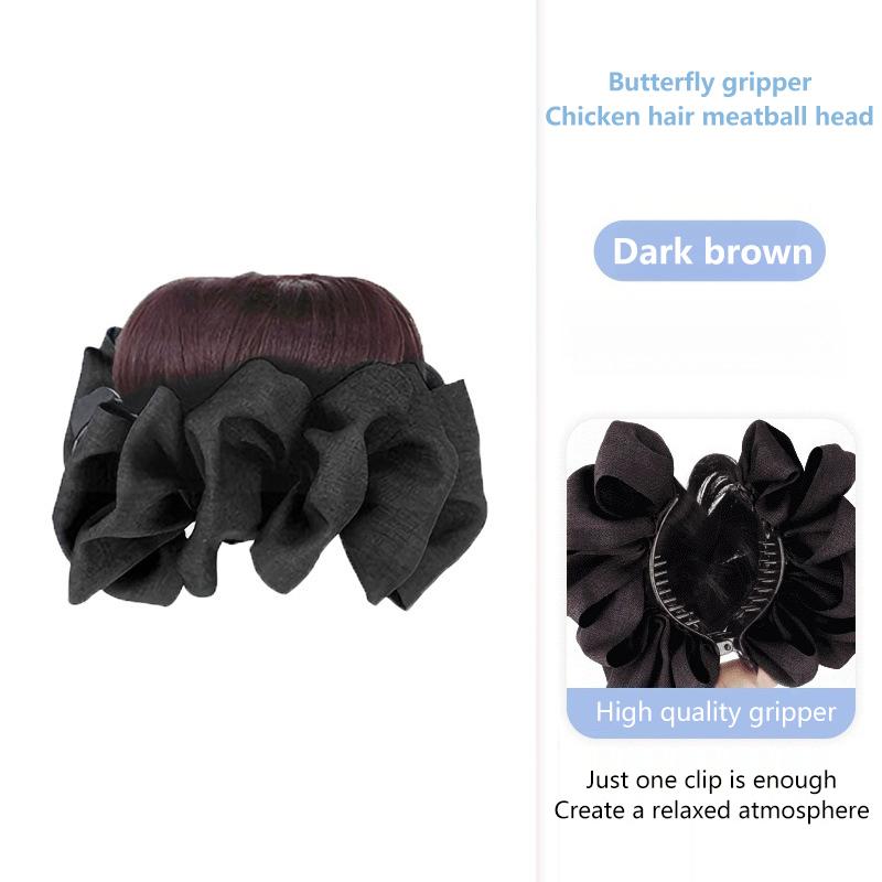 Synthetic Hair Bun Claw Clip With Hair Band Natural Wig Hair Clip Fluffy Brown Black Bun Head Wig Hair Accessories