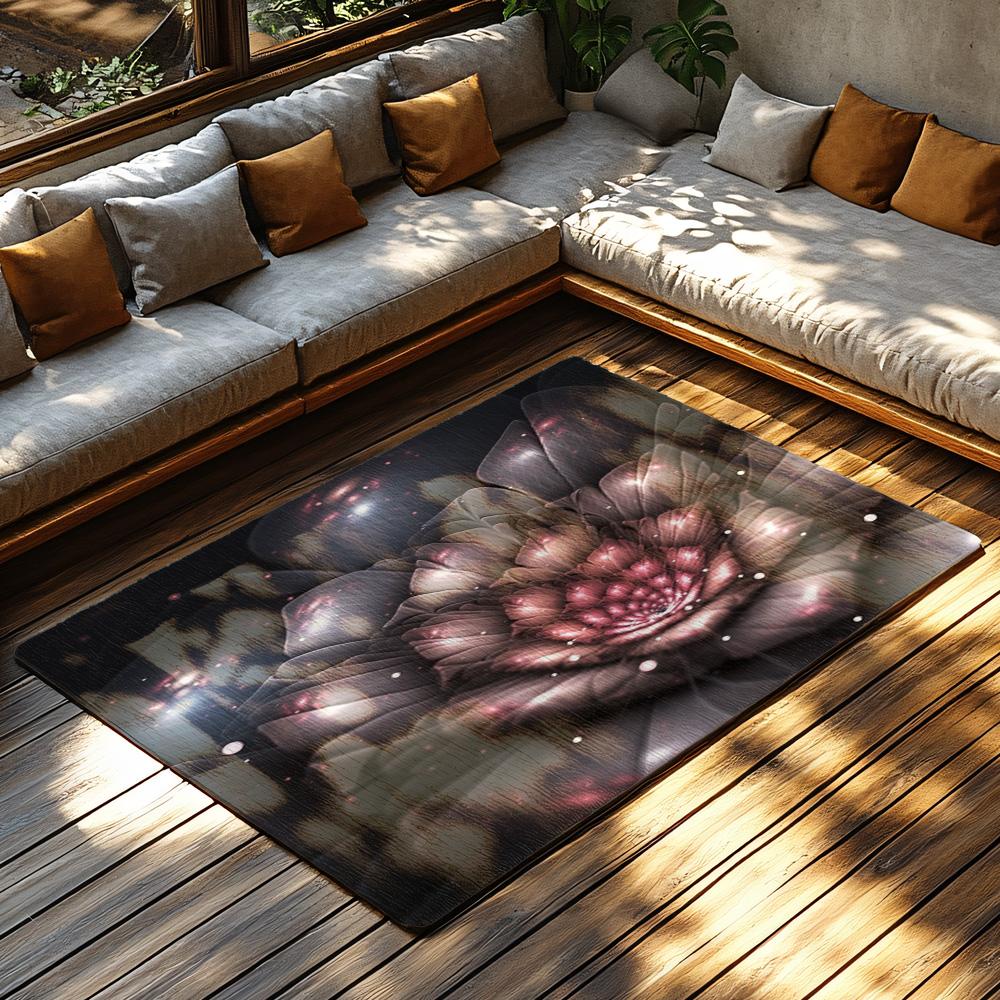 Tuniu Floral Galaxy Rug, Dark Pink Rose Pattern Non-Slip Home Floor Carpet Mat for Living Room Bedroom