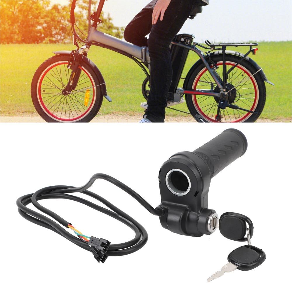 with 2 Keys Electric Bike Throttle Grip Waterproof Full Twist Throttle  E-Bikes
