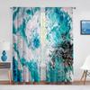 Abstract Marble Navy Blue Gold Marbling Sheer Curtains for Living Room Bedroom Decoration Window Chiffon Tulle Curtains Kitchen